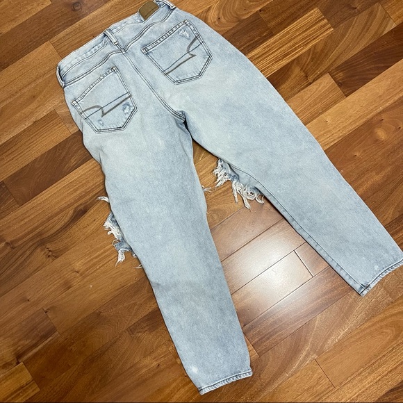 AMERICAN EAGLE OUTFITTERS Mom Jeans Distressed blue jeans 4 regular denim - Picture 3 of 9